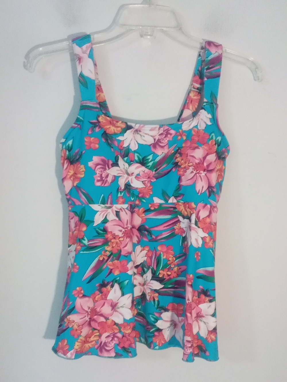 Lands End Turquoise Floral Swim Top Swimsuit XS NWT $83